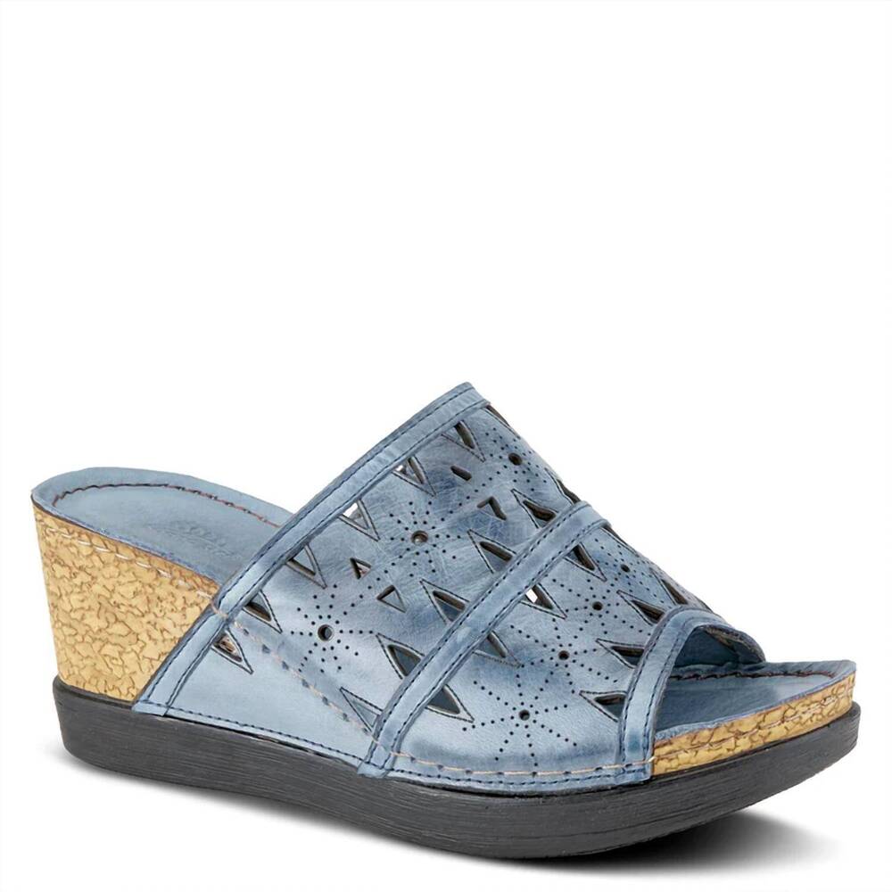 NEW SPRING STEP SHOES women's fusawedge sandal in blue